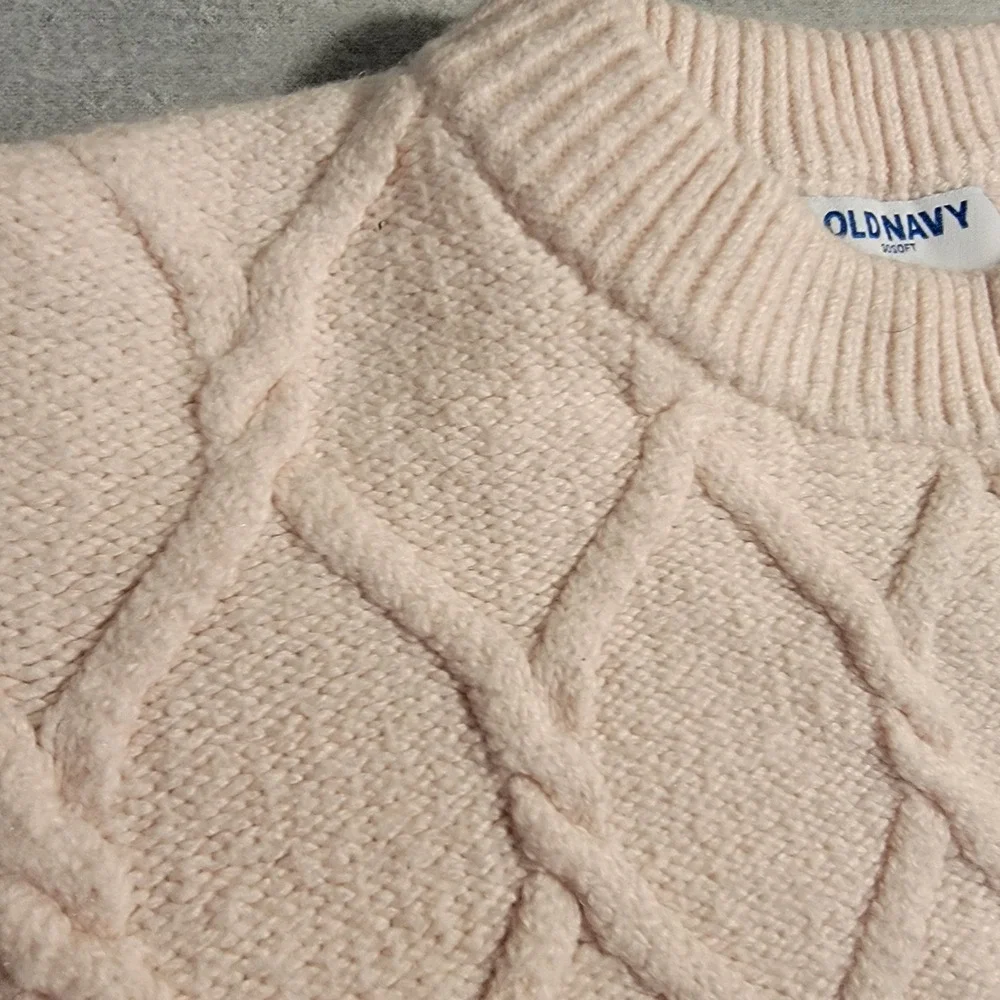 Old Navy Cable Knit Sweater Kids 5T Pink Good SoSoft Crew Neck Long Sleeve